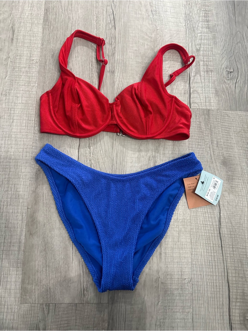 wild fable Red Bikini Top & Blue Bikini Bottom Set